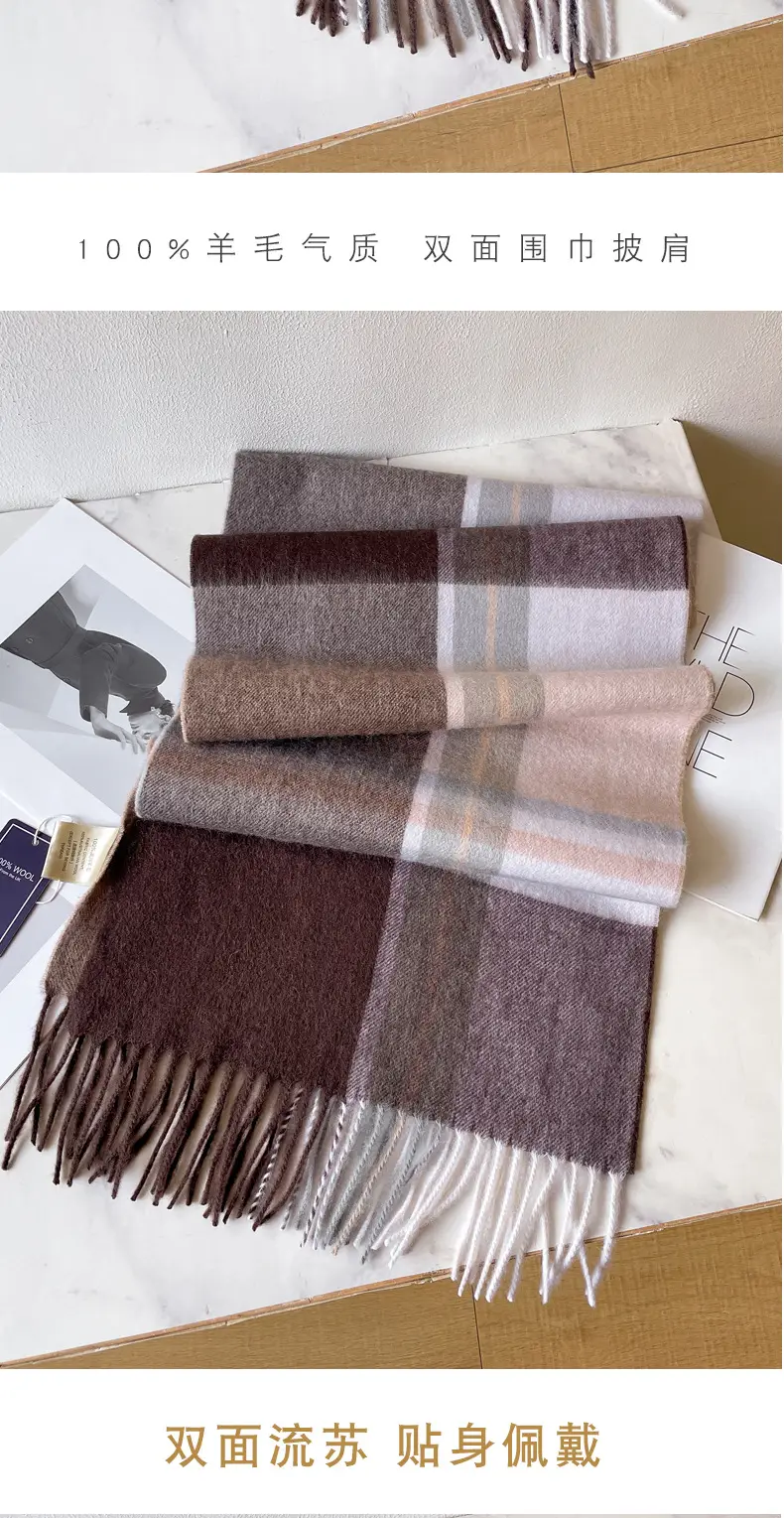 Men's Winter Wool Plaid Scarf Dark Blue High-end Cashmere β feature 18