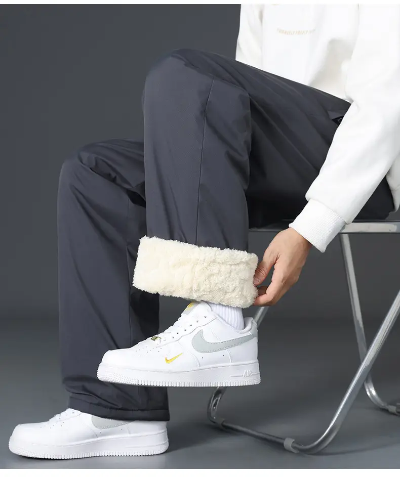 Graphene Knee Pants Men's Winter Outer Wear fleece-lined Thickened Casual Pants Winter Snow Windproof Warm Pants — feature 16