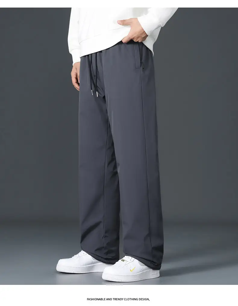 Graphene Knee Pants Men's Winter Outer Wear fleece-lined Thickened Casual Pants Winter Snow Windproof Warm Pants — feature 17
