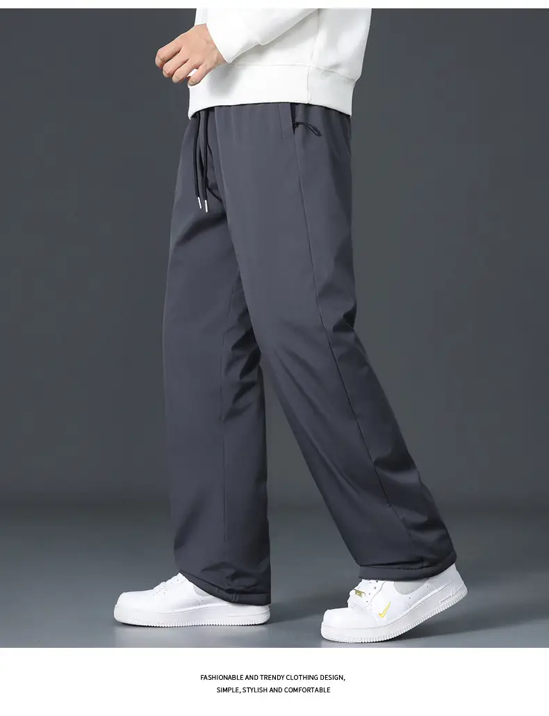 Graphene Knee Pants Men's Winter Outer Wear fleece-lined Thickened Casual Pants Winter Snow Windproof Warm Pants — feature 18