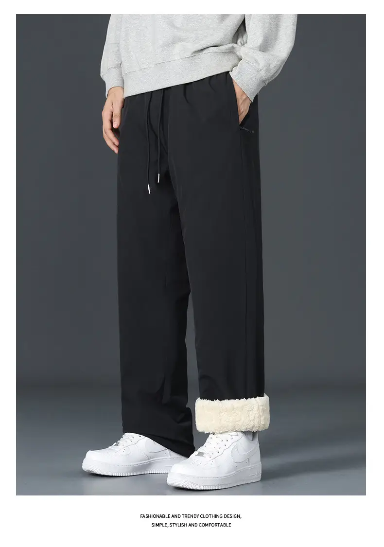 Graphene Knee Pants Men's Winter Outer Wear fleece-lined Thickened Casual Pants Winter Snow Windproof Warm Pants — feature 20