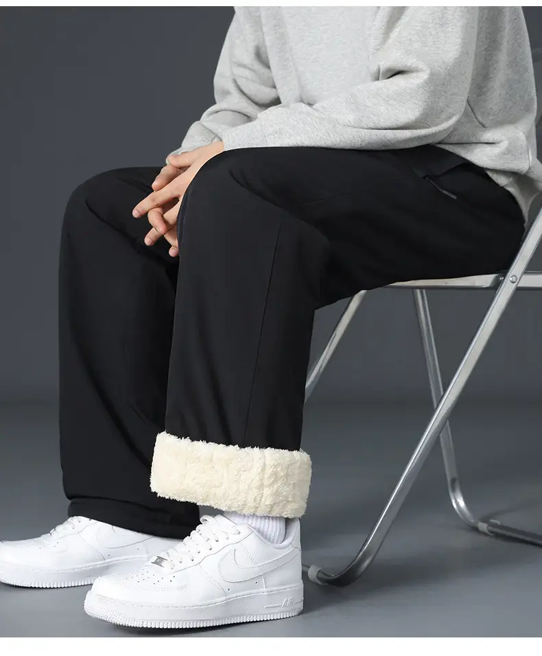 Graphene Knee Pants Men's Winter Outer Wear fleece-lined Thickened Casual Pants Winter Snow Windproof Warm Pants — feature 21