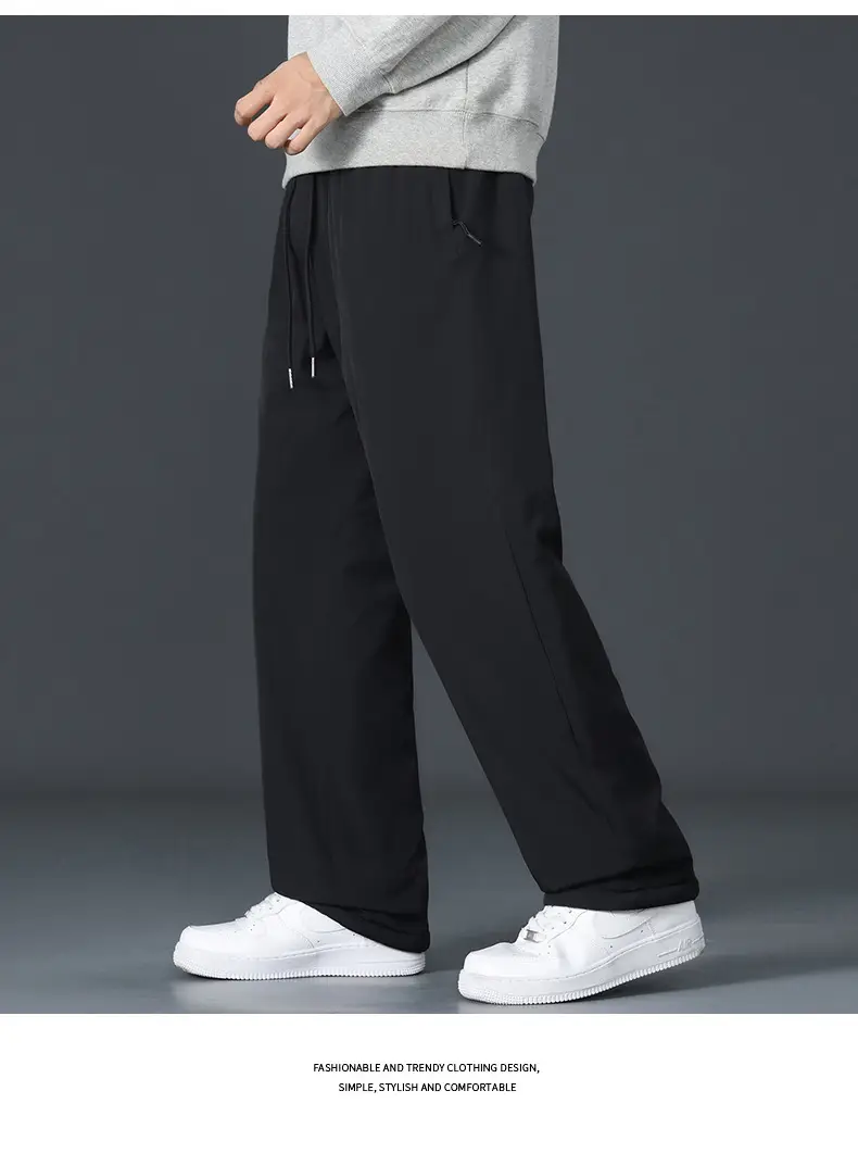 Graphene Knee Pants Men's Winter Outer Wear fleece-lined Thickened Casual Pants Winter Snow Windproof Warm Pants — feature 23