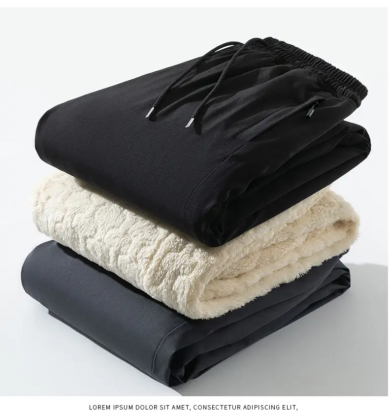 Graphene Knee Pants Men's Winter Outer Wear fleece-lined Thickened Casual Pants Winter Snow Windproof Warm Pants — feature 26