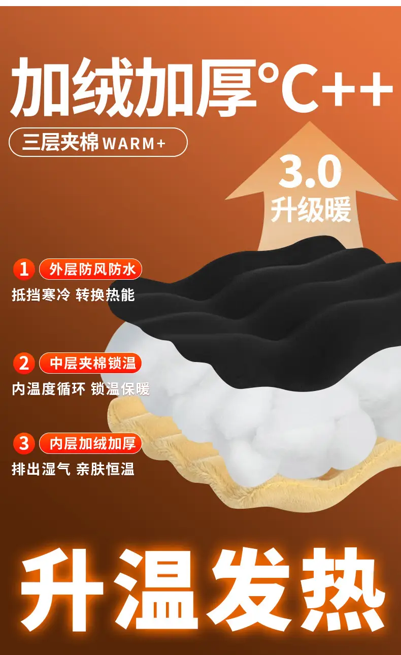 Graphene Knee Pants Men's Winter Outer Wear fleece-lined Thickened Casual Pants Winter Snow Windproof Warm Pants — feature 3