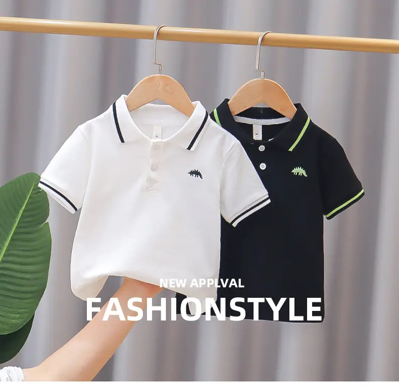 Boys Cotton Polo Shirt White Navy Summer 3 — feature 1