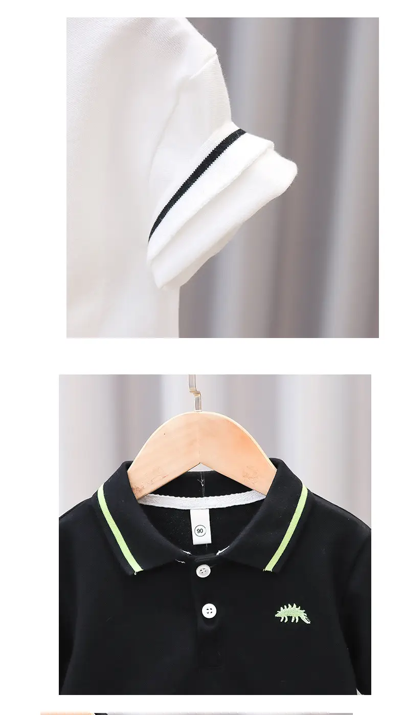Boys Cotton Polo Shirt White Navy Summer 3 — feature 11