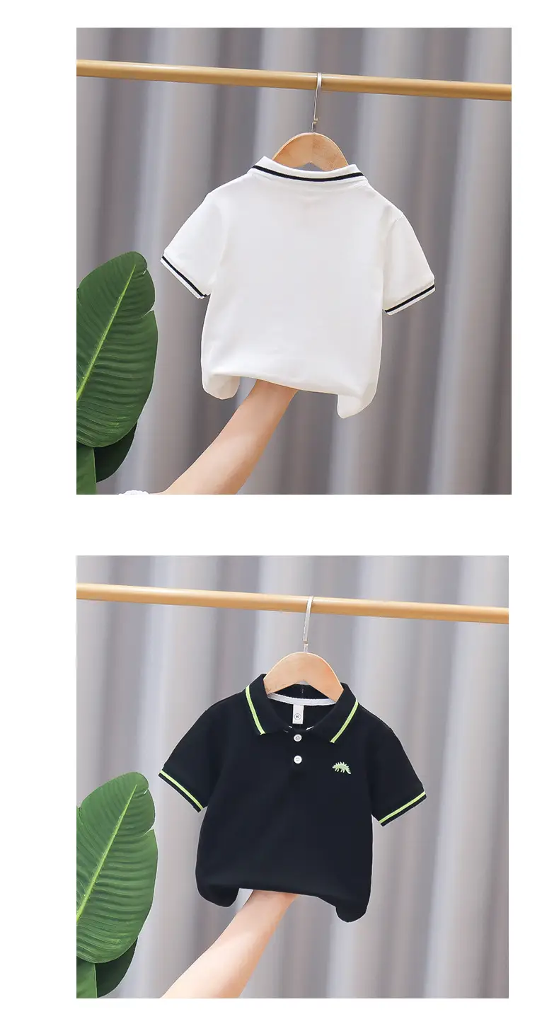 Boys Cotton Polo Shirt White Navy Summer 3 — feature 4