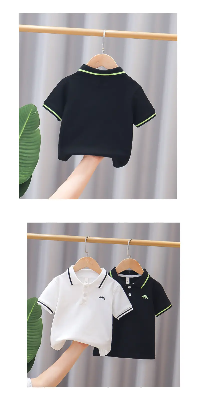 Boys Cotton Polo Shirt White Navy Summer 3 — feature 5
