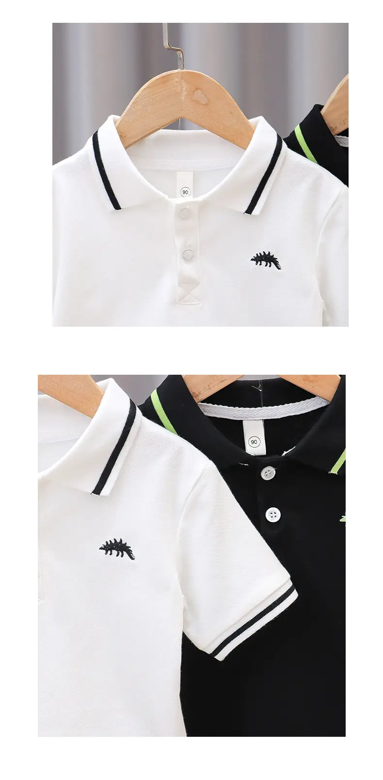 Boys Cotton Polo Shirt White Navy Summer 3 — feature 6