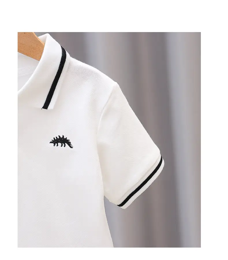 Boys Cotton Polo Shirt White Navy Summer 3 — feature 8
