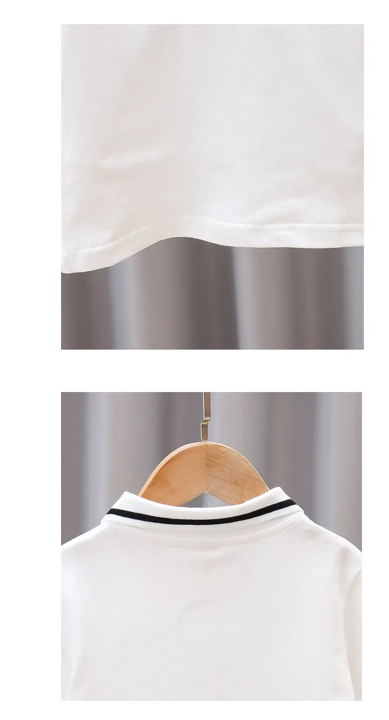 Boys Cotton Polo Shirt White Navy Summer 3 — feature 9