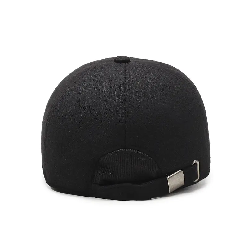 Men's Black Fleece Baseball Cap Winter Warm