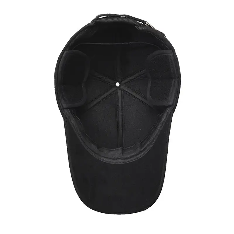 Men's Black Fleece Baseball Cap Winter Warm
