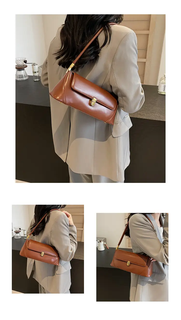 Women's Brown Leather Shoulder Bag Autumn Winter 2024 — feature 11