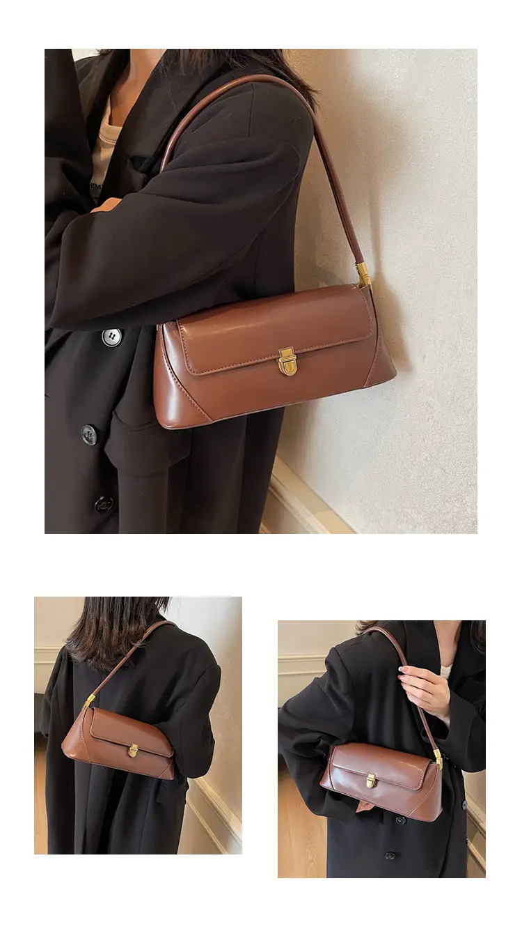 Women's Brown Leather Shoulder Bag Autumn Winter 2024 — feature 12