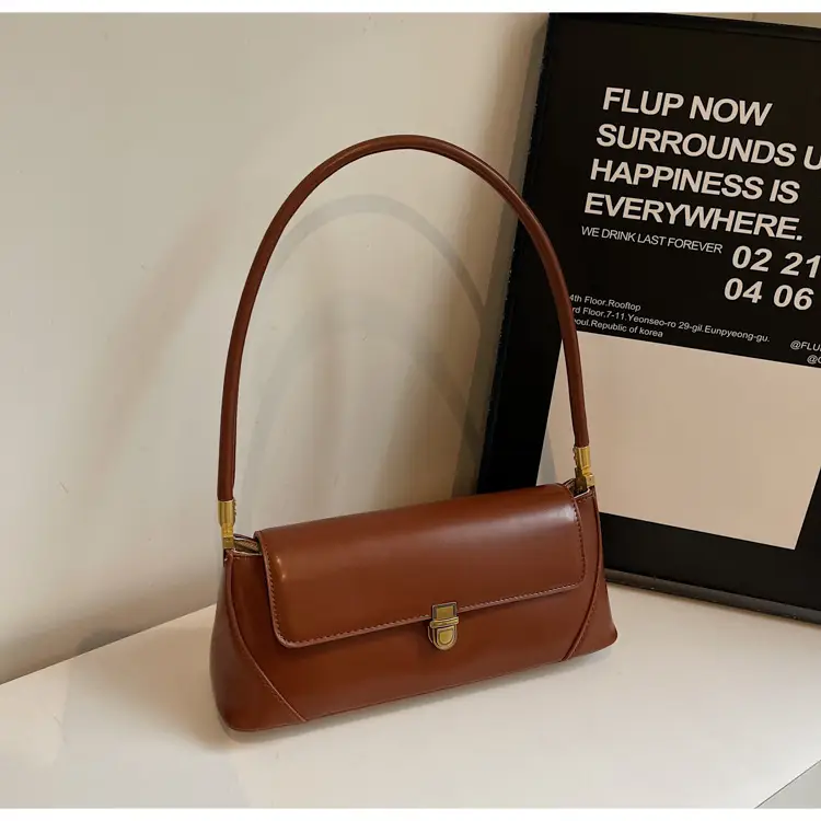 Women's Brown Leather Shoulder Bag Autumn Winter 2024 — feature 17