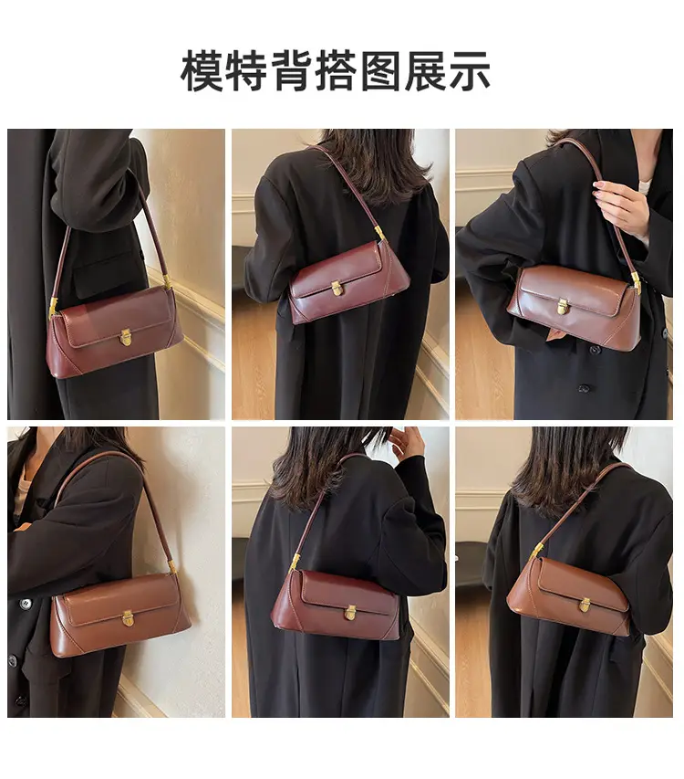 Women's Brown Leather Shoulder Bag Autumn Winter 2024 — feature 8
