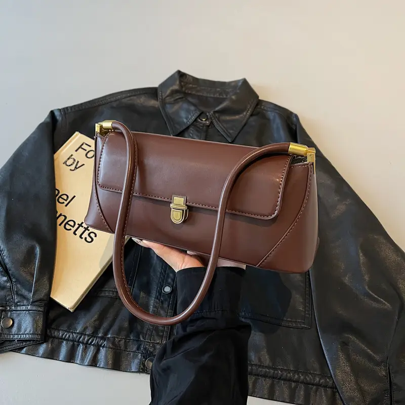 Women's Brown Leather Shoulder Bag Autumn Winter 2024 - Image 4