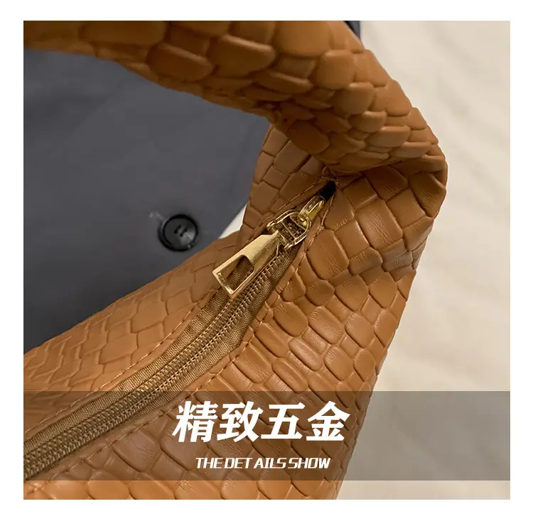 Red Embossed Women's Shoulder Bag with Woven Texture — feature 13
