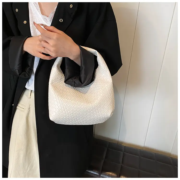 Red Embossed Women's Shoulder Bag with Woven Texture — feature 23