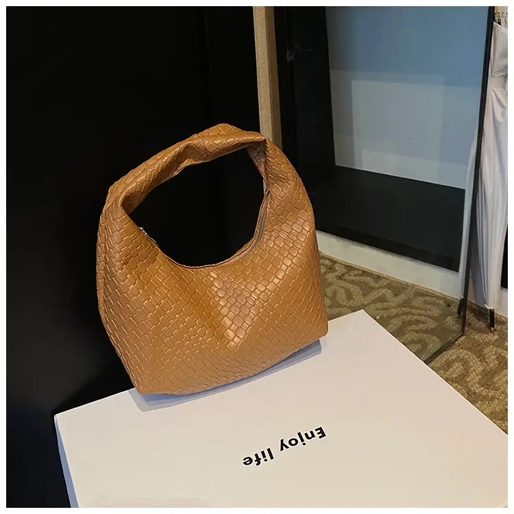 Red Embossed Women's Shoulder Bag with Woven Texture — feature 26