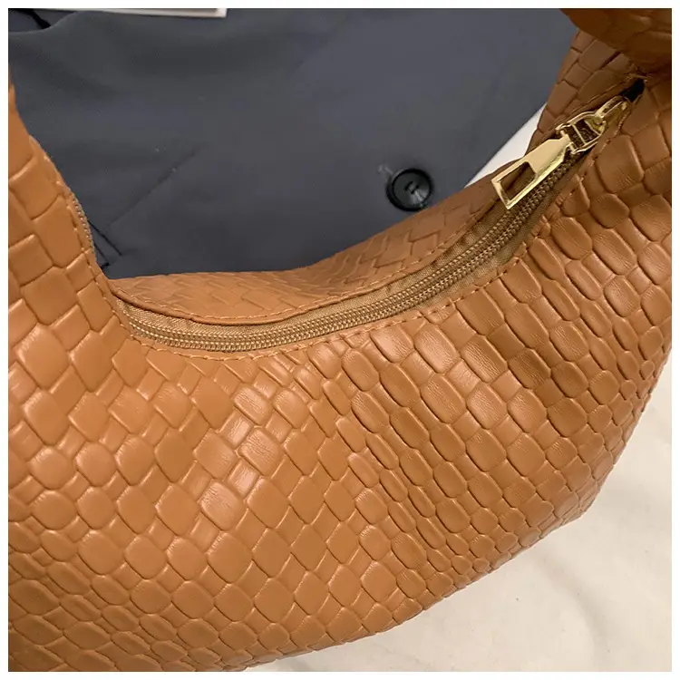 Red Embossed Women's Shoulder Bag with Woven Texture — feature 27