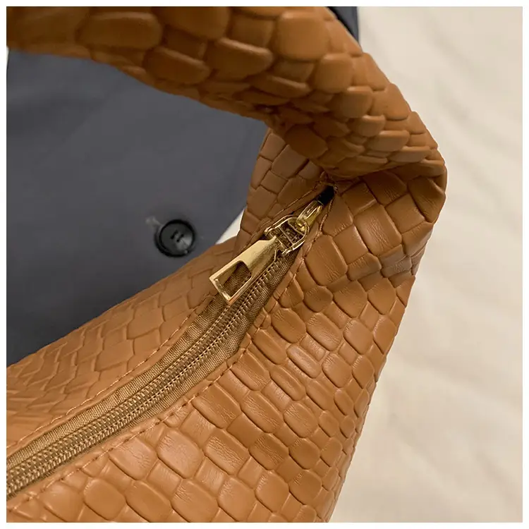 Red Embossed Women's Shoulder Bag with Woven Texture — feature 33