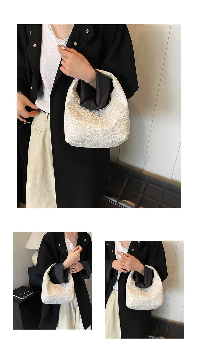 Red Embossed Women's Shoulder Bag with Woven Texture — feature 8