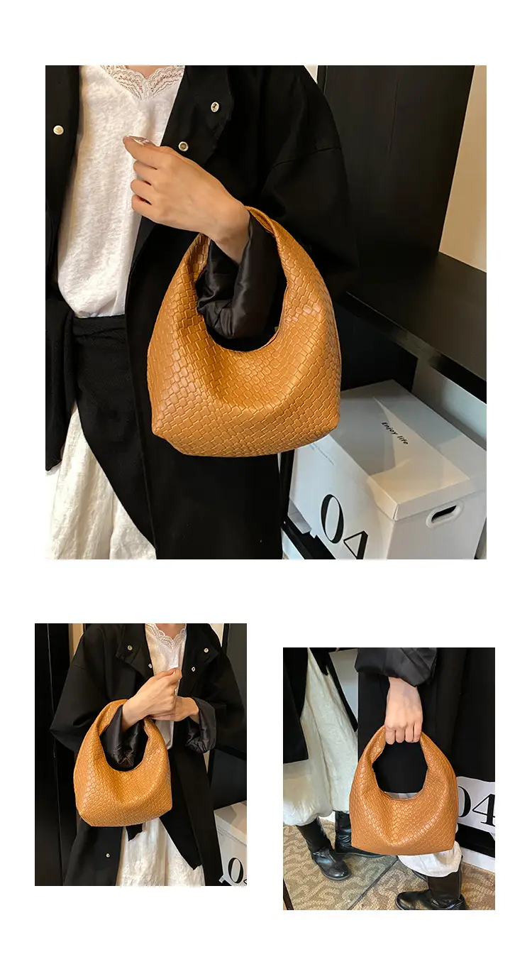 Red Embossed Women's Shoulder Bag with Woven Texture — feature 9