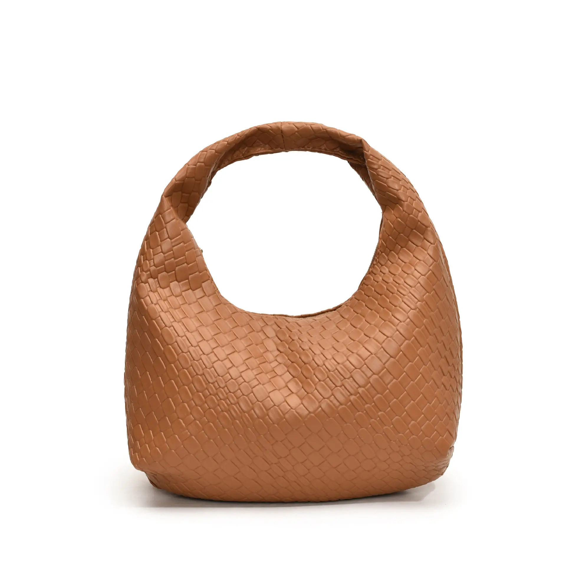 Red Embossed Women's Shoulder Bag with Woven Texture - Image 3