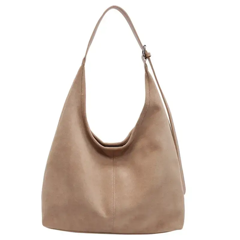 Black Suede Shoulder Bag with Zip Closure - Image 4