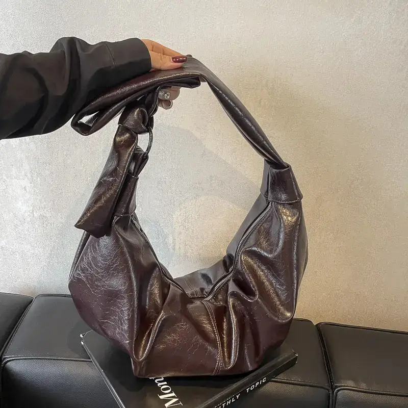 Nude Leather One-shoulder Crossbody Bag for Women - Image 6