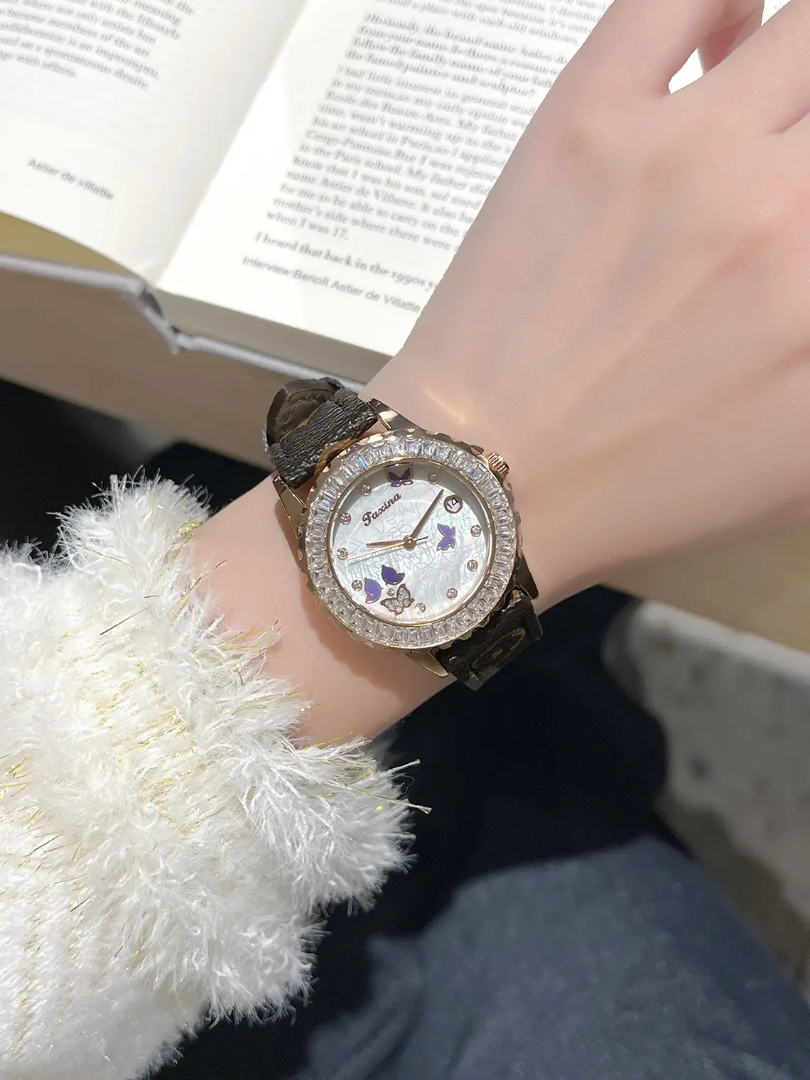Women's Red Crystal Watch with Flywheel Design — feature 9