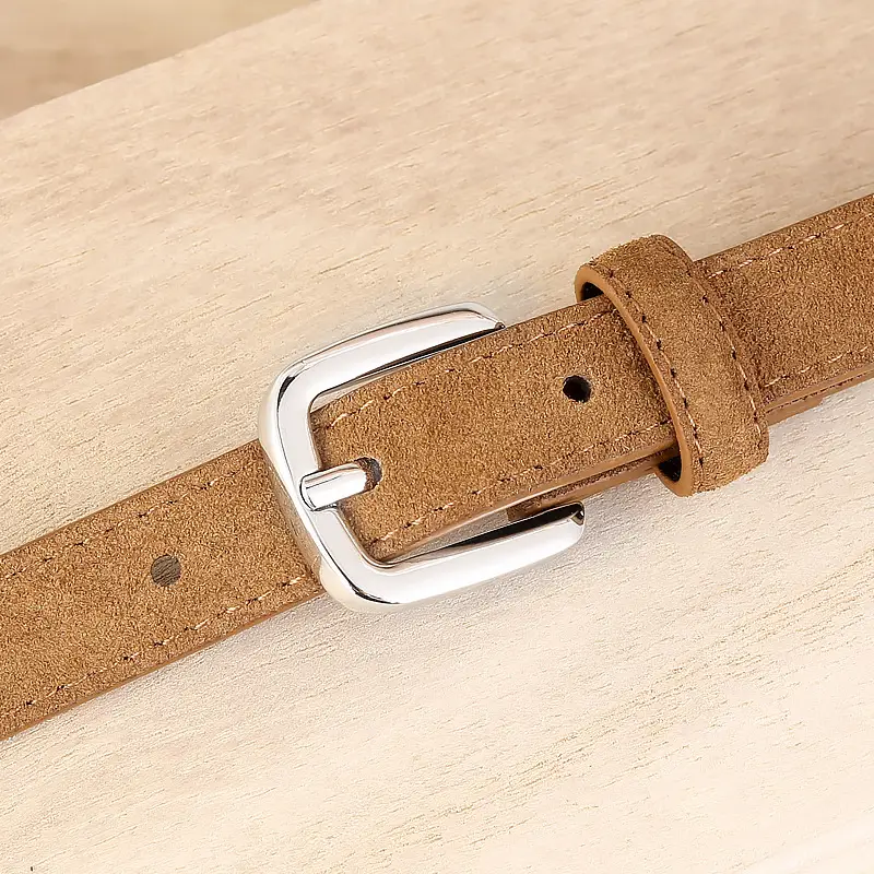 Brown Genuine Leather Belt with Gold Buckle for Women - Image 10