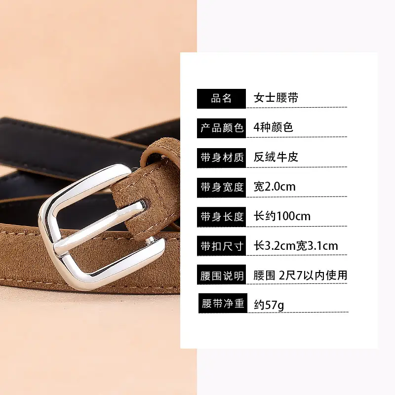 Brown Genuine Leather Belt with Gold Buckle for Women - Image 11