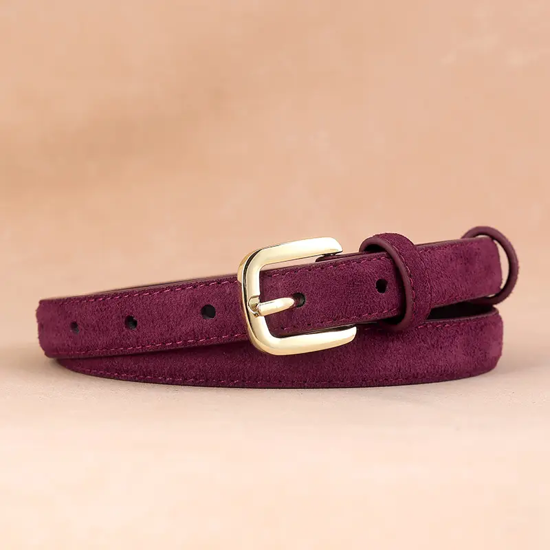 Brown Genuine Leather Belt with Gold Buckle for Women - Image 5