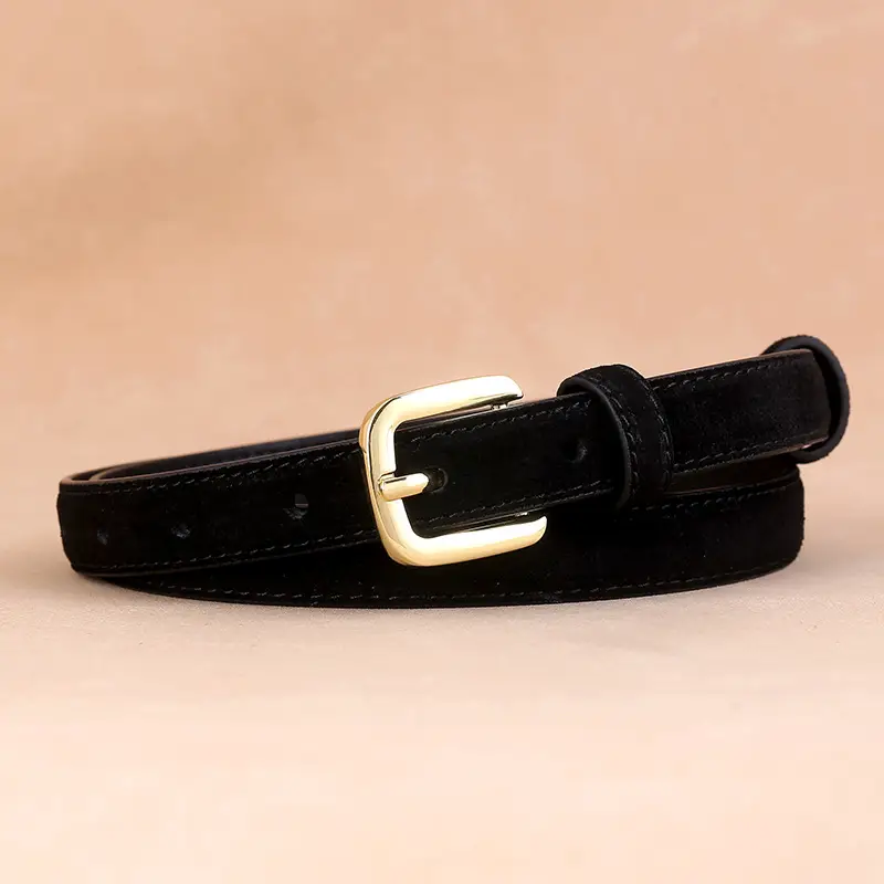Brown Genuine Leather Belt with Gold Buckle for Women - Image 6