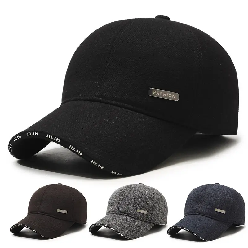 Men's Black Fleece Baseball Cap with Adjustable Strap - Image 5