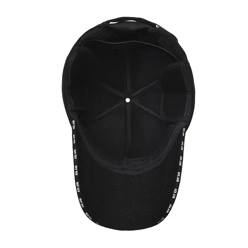 Men's Black Fleece Baseball Cap with Adjustable Strap - Image 6
