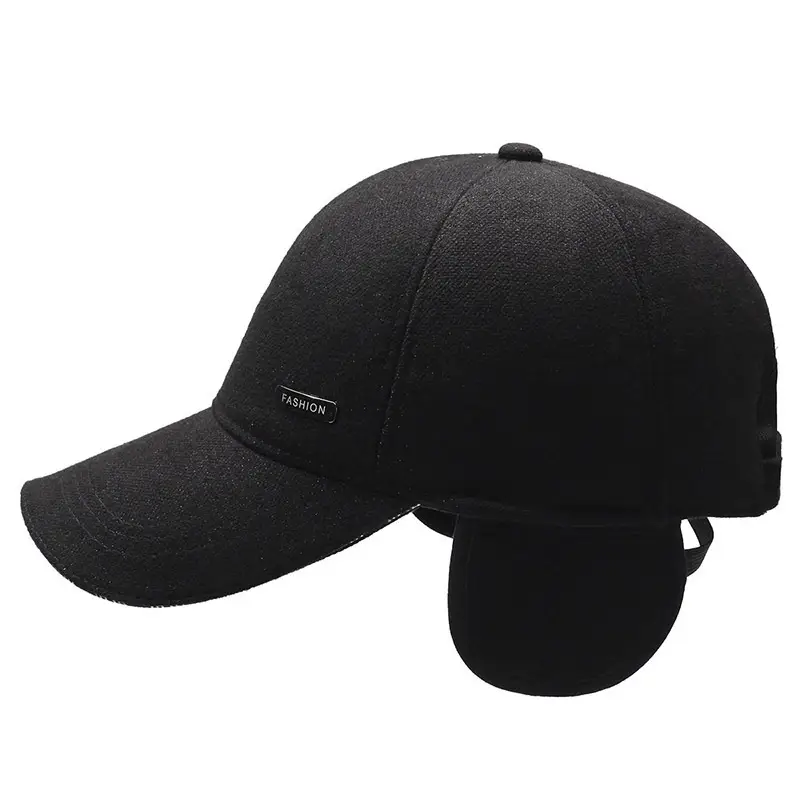 Men's Black Fleece Baseball Cap with Adjustable Strap - Image 7