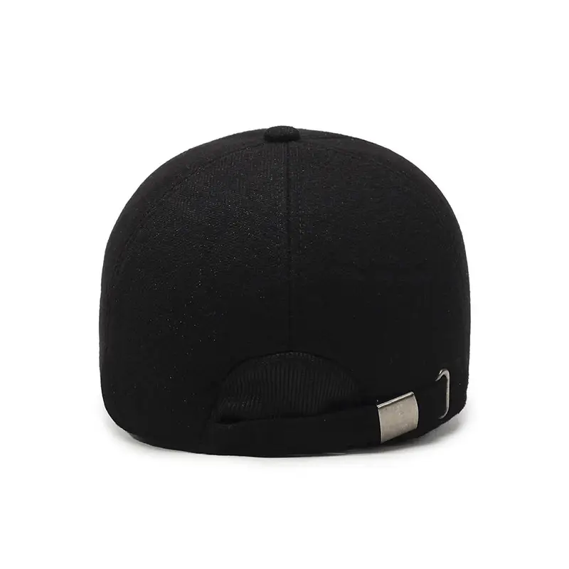 Men's Black Fleece Baseball Cap with Adjustable Strap - Image 8