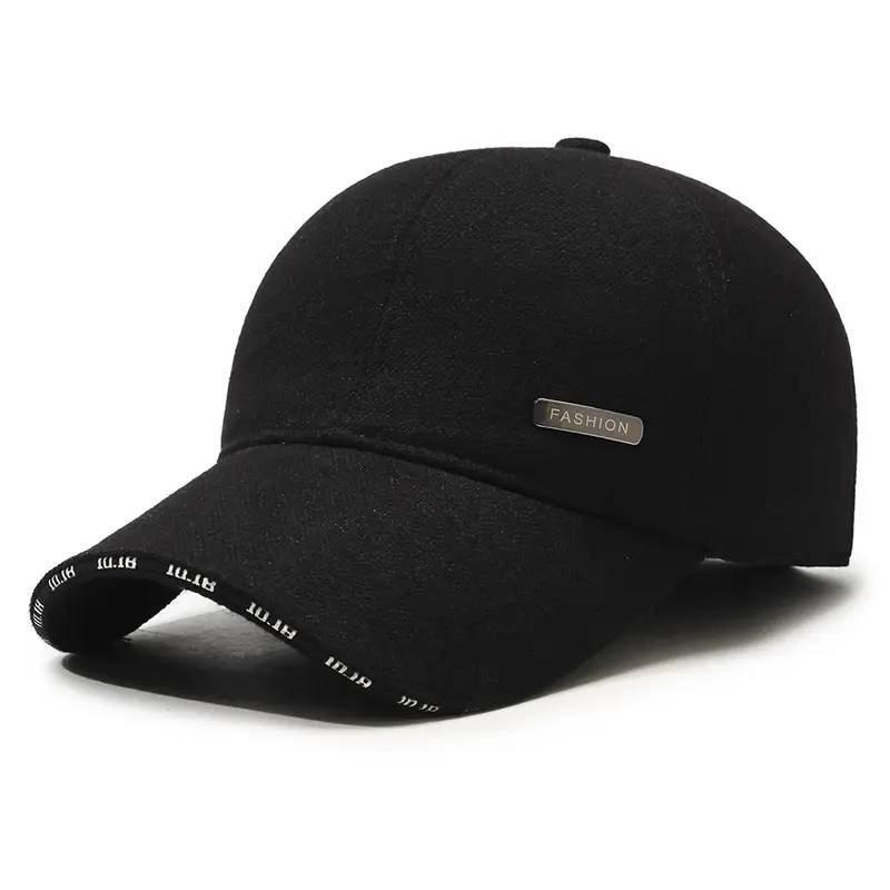 Men's Black Fleece Baseball Cap with Adjustable Strap - Image 9