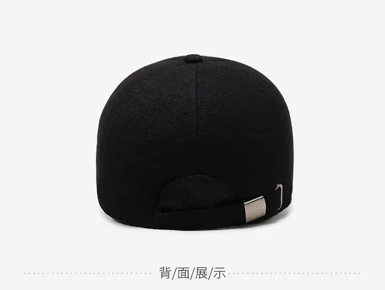Men's Black Fleece Baseball Cap with Adjustable Strap — feature 11