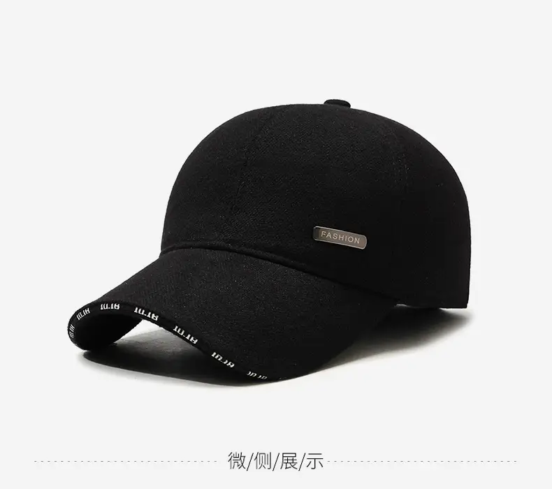 Men's Black Fleece Baseball Cap with Adjustable Strap — feature 9