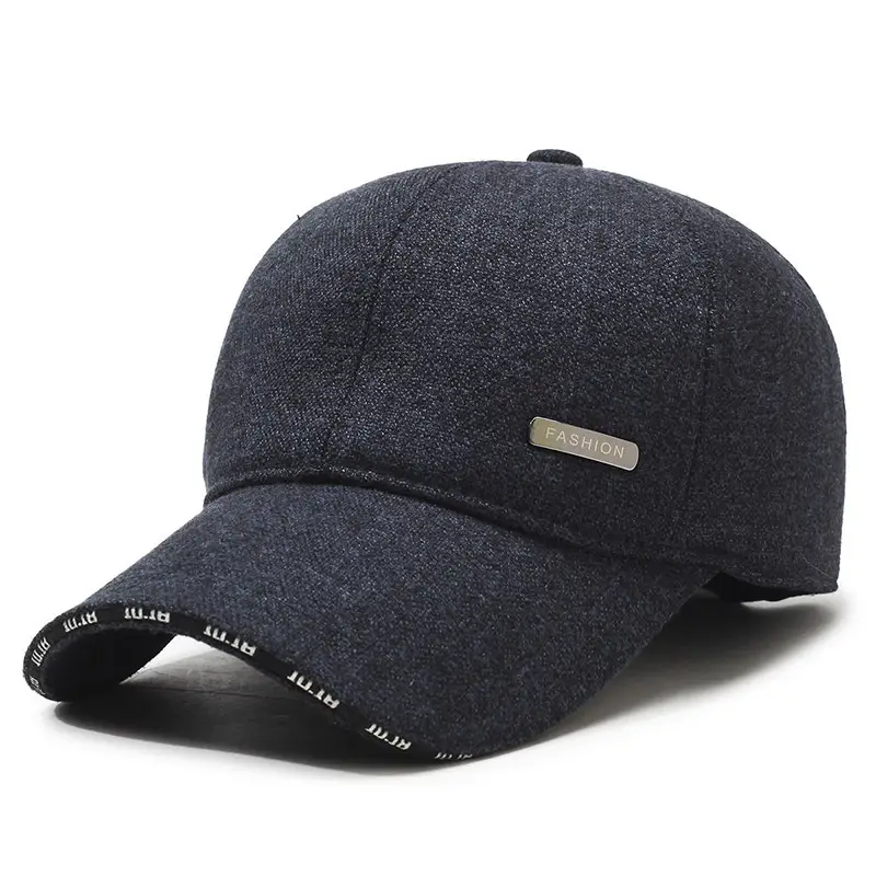 Men's Black Fleece Baseball Cap with Adjustable Strap - Image 3