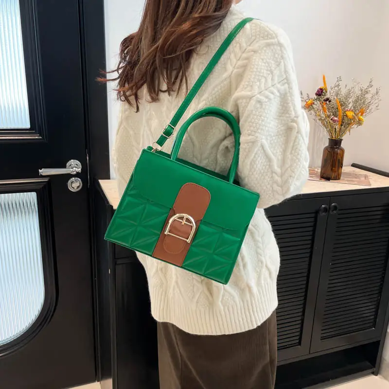 Green Quilted Women's Shoulder Crossbody Bag - Image 11