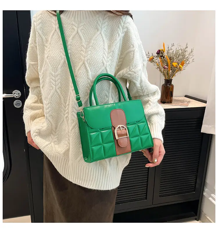 Green Quilted Women's Shoulder Crossbody Bag — feature 12