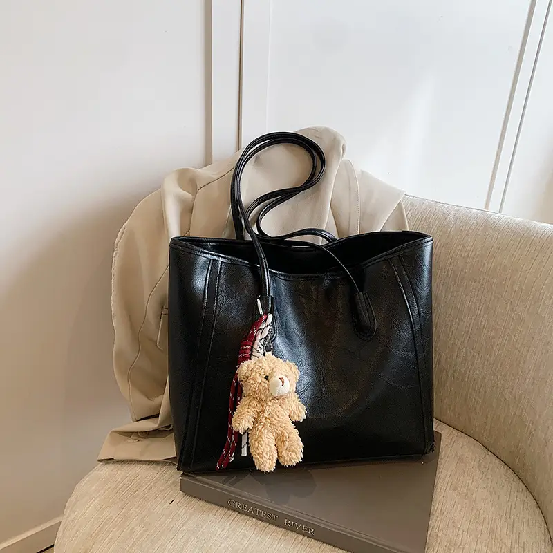 Black Korean Style Shoulder Tote Bag for Women