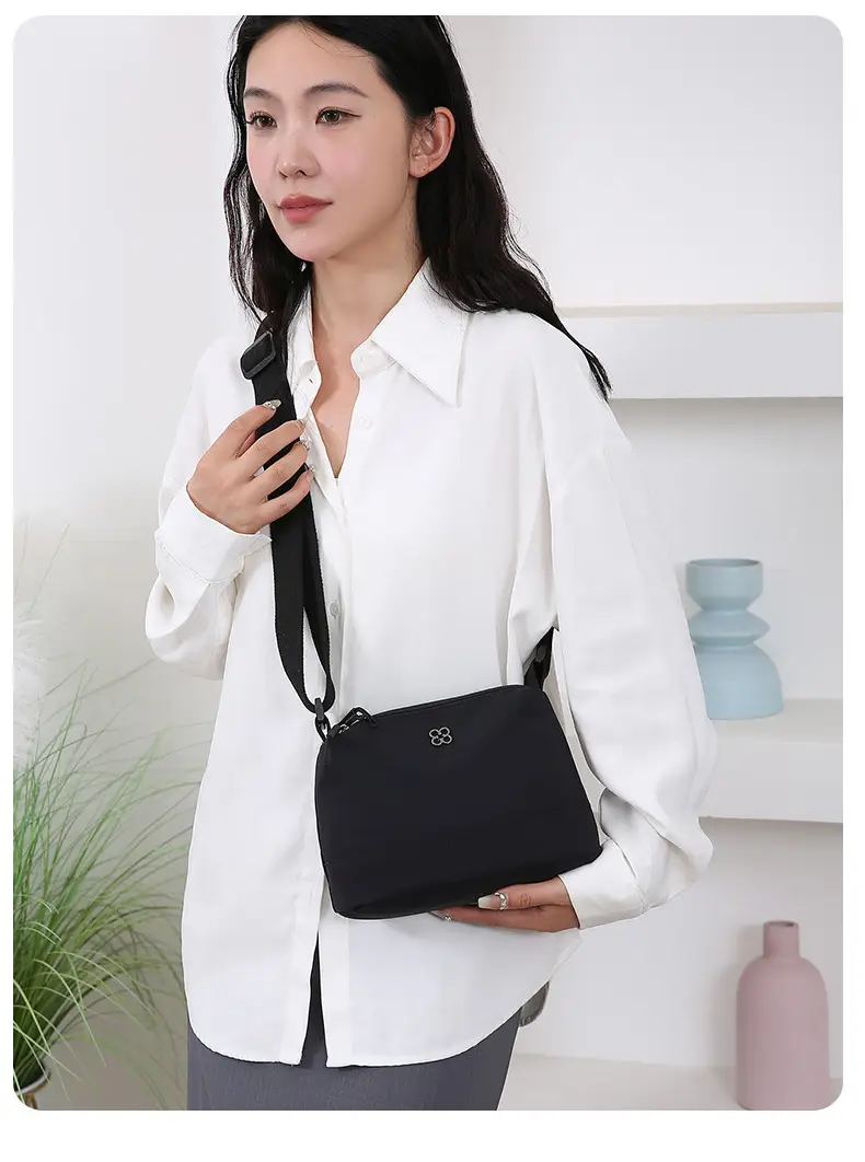 Women's Waterproof Crossbody Bag Black Nylon 2024 — feature 17